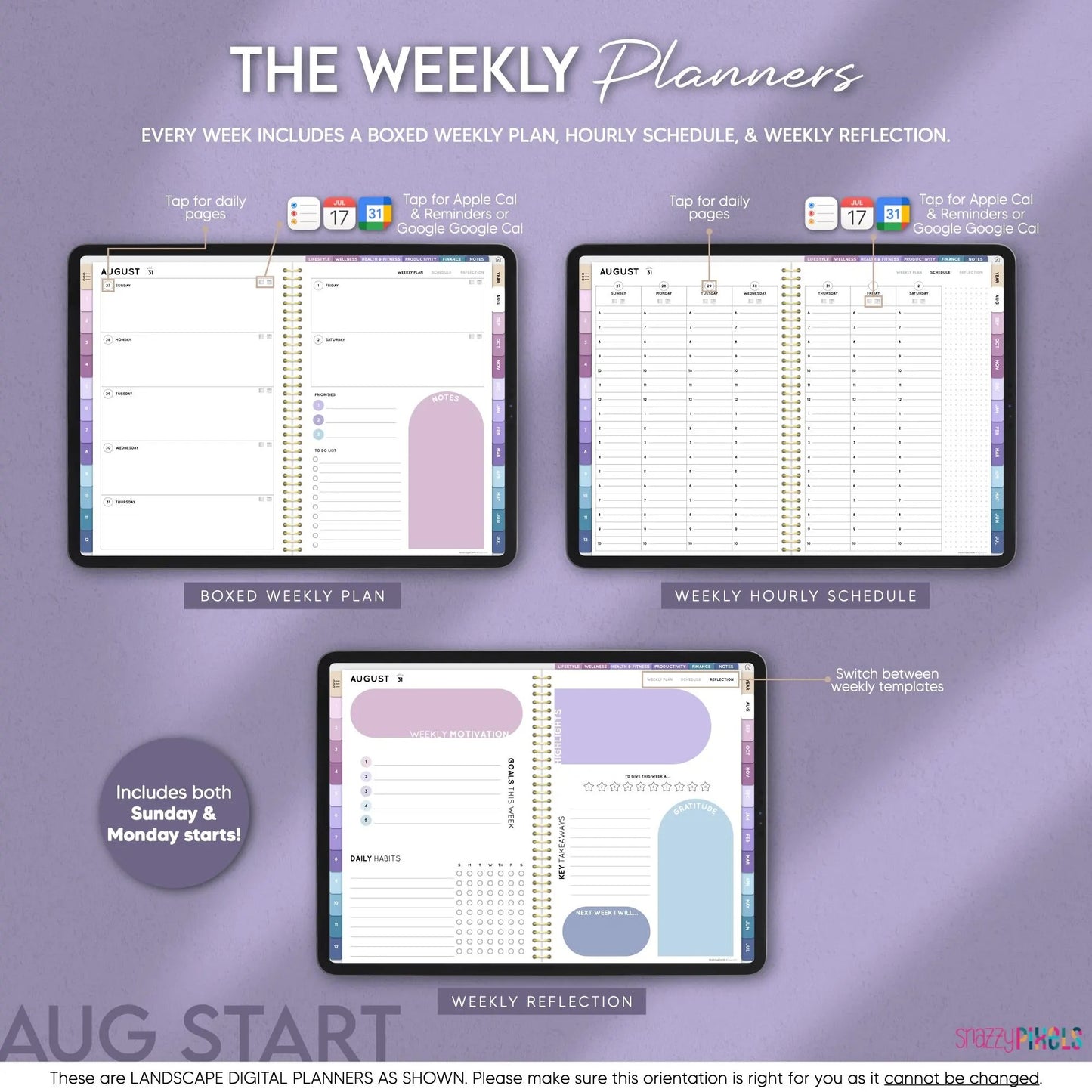 Mid Year AUGUST 2025-JULY 2026 Digital Daily Planner, All-in-One Digital Life Planner, for Goodnotes Notability