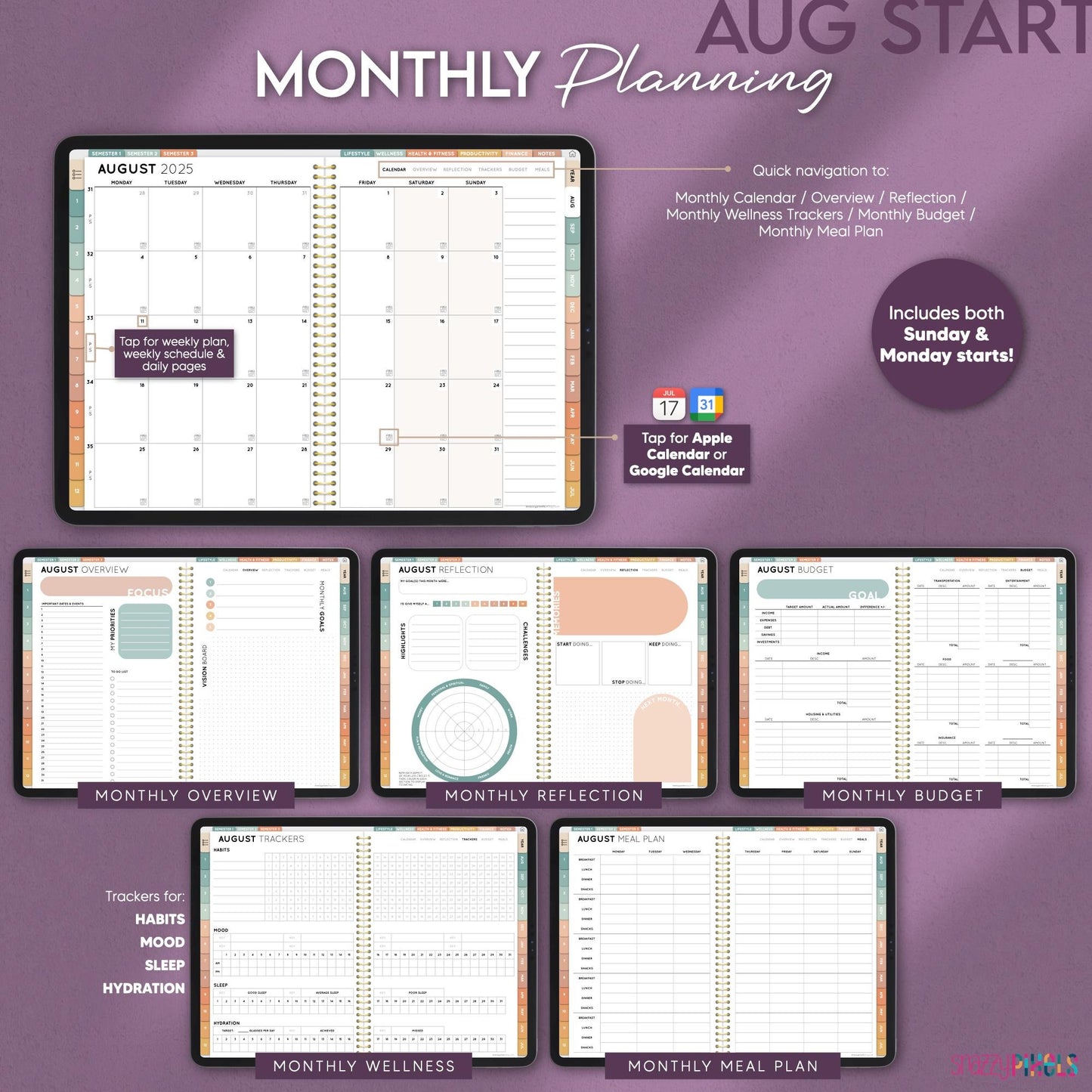 Digital Student Planner AUGUST 2025 DATED All-in-One, Digital Academic College School Planner, Digital Notes