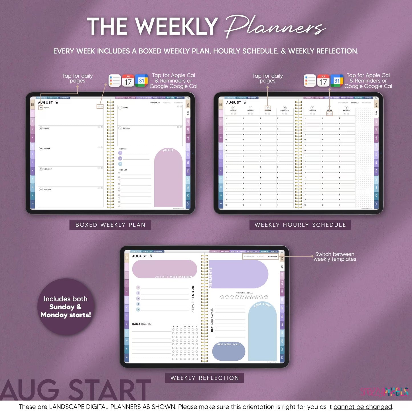 Digital Student Planner AUGUST 2025 DATED All-in-One, Digital Academic College School Planner, Digital Notes
