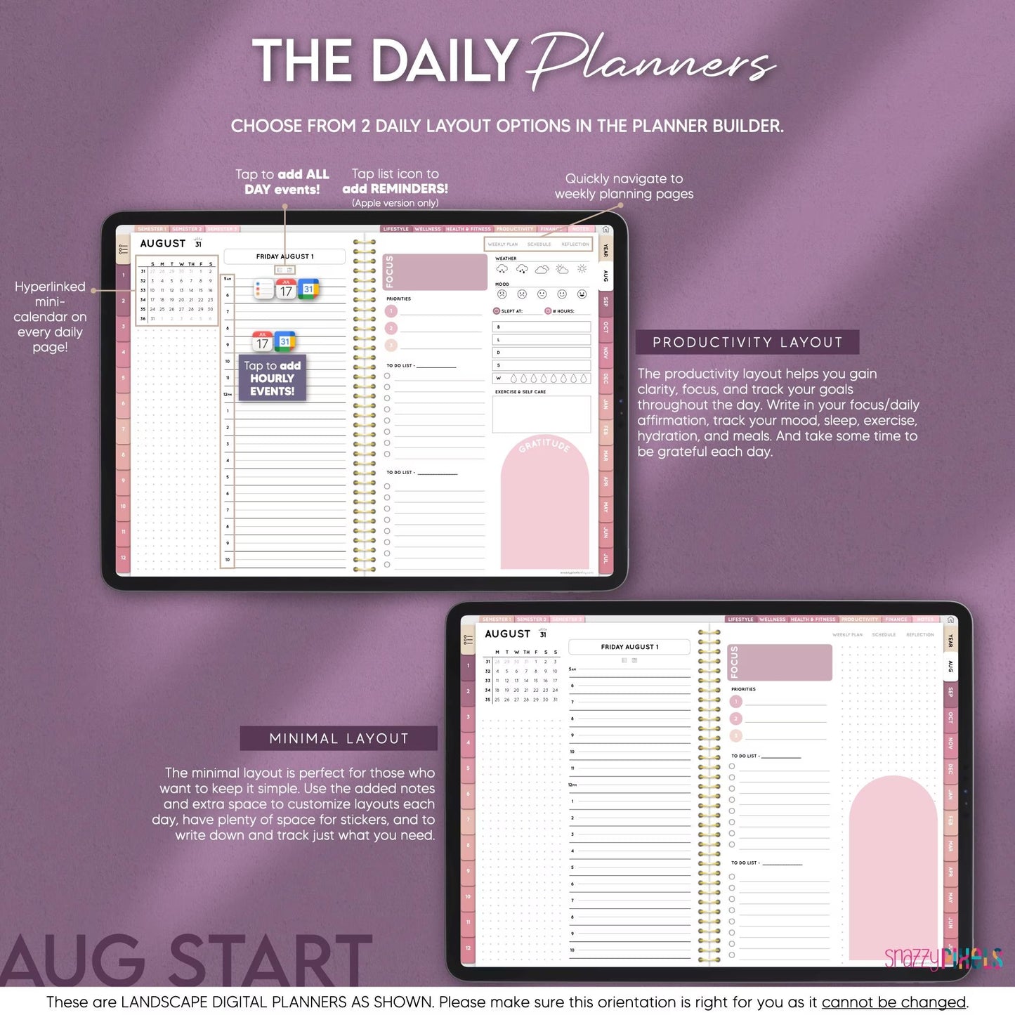 Digital Student Planner AUGUST 2025 DATED All-in-One, Digital Academic College School Planner, Digital Notes