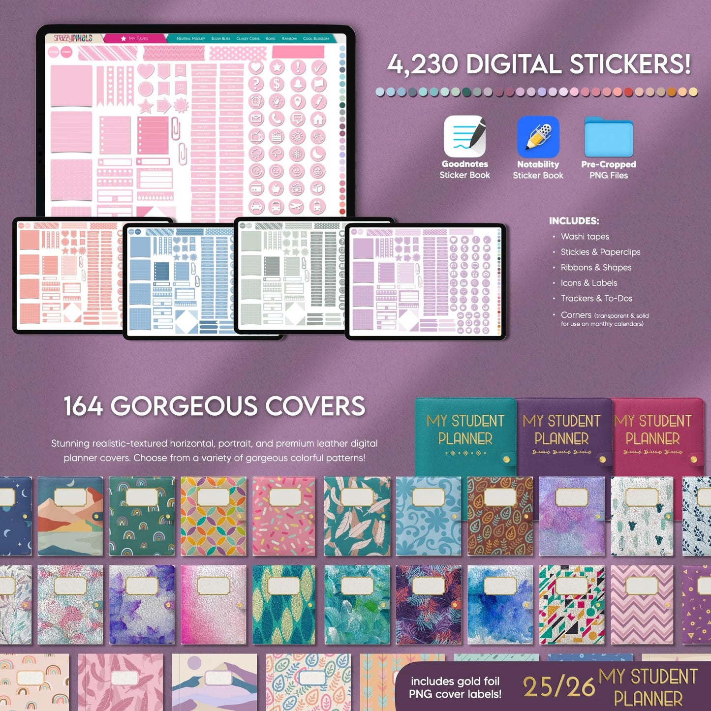 Digital Student Planner AUGUST 2025 DATED All-in-One, Digital Academic College School Planner, Digital Notes