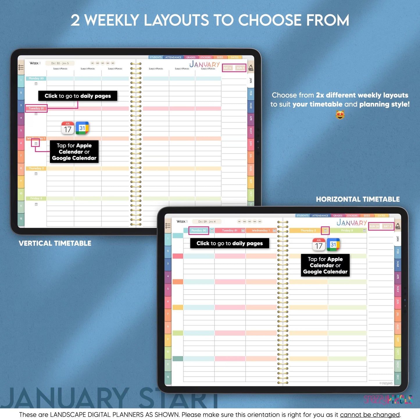 Digital Teacher Planner 2025 UNDATED & DATED Lesson Planner, Academic Planner, for Goodnotes