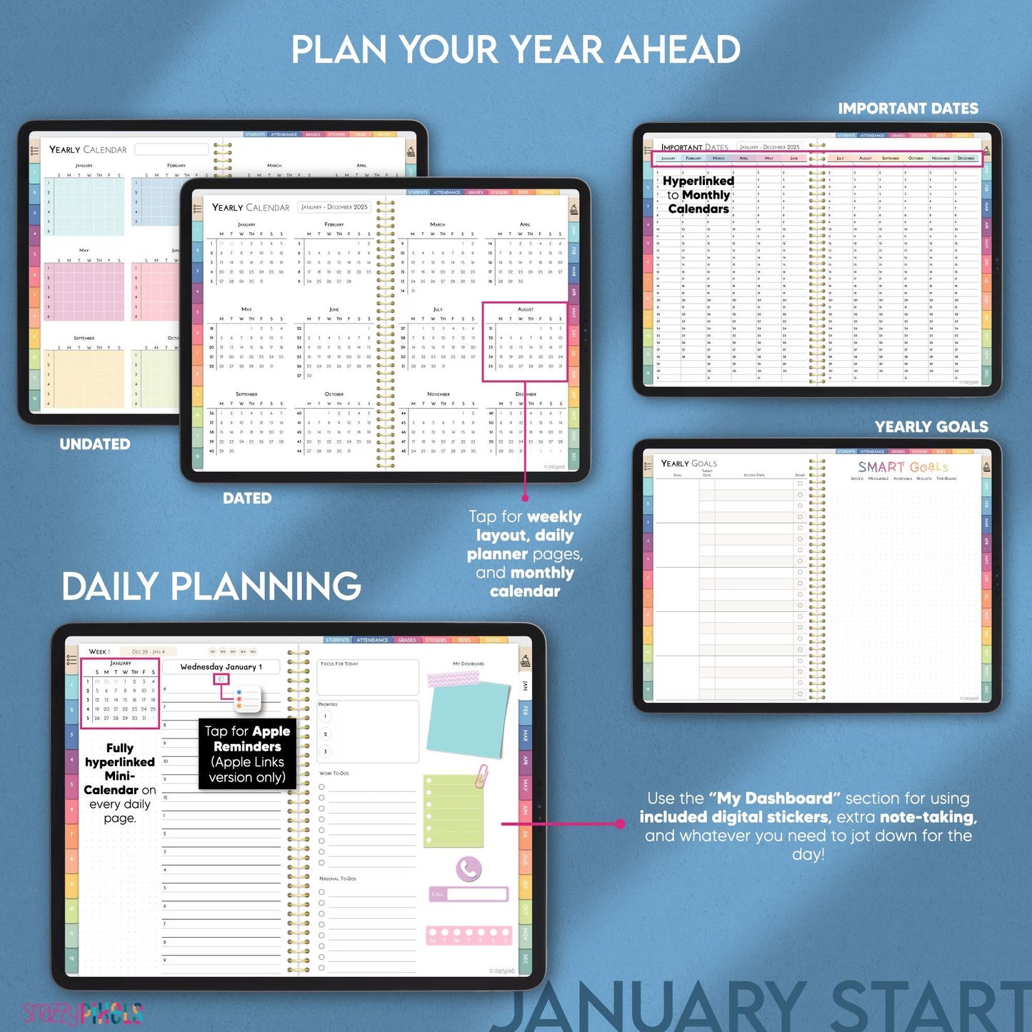 Digital Teacher Planner 2025 UNDATED & DATED Lesson Planner, Academic Planner, for Goodnotes