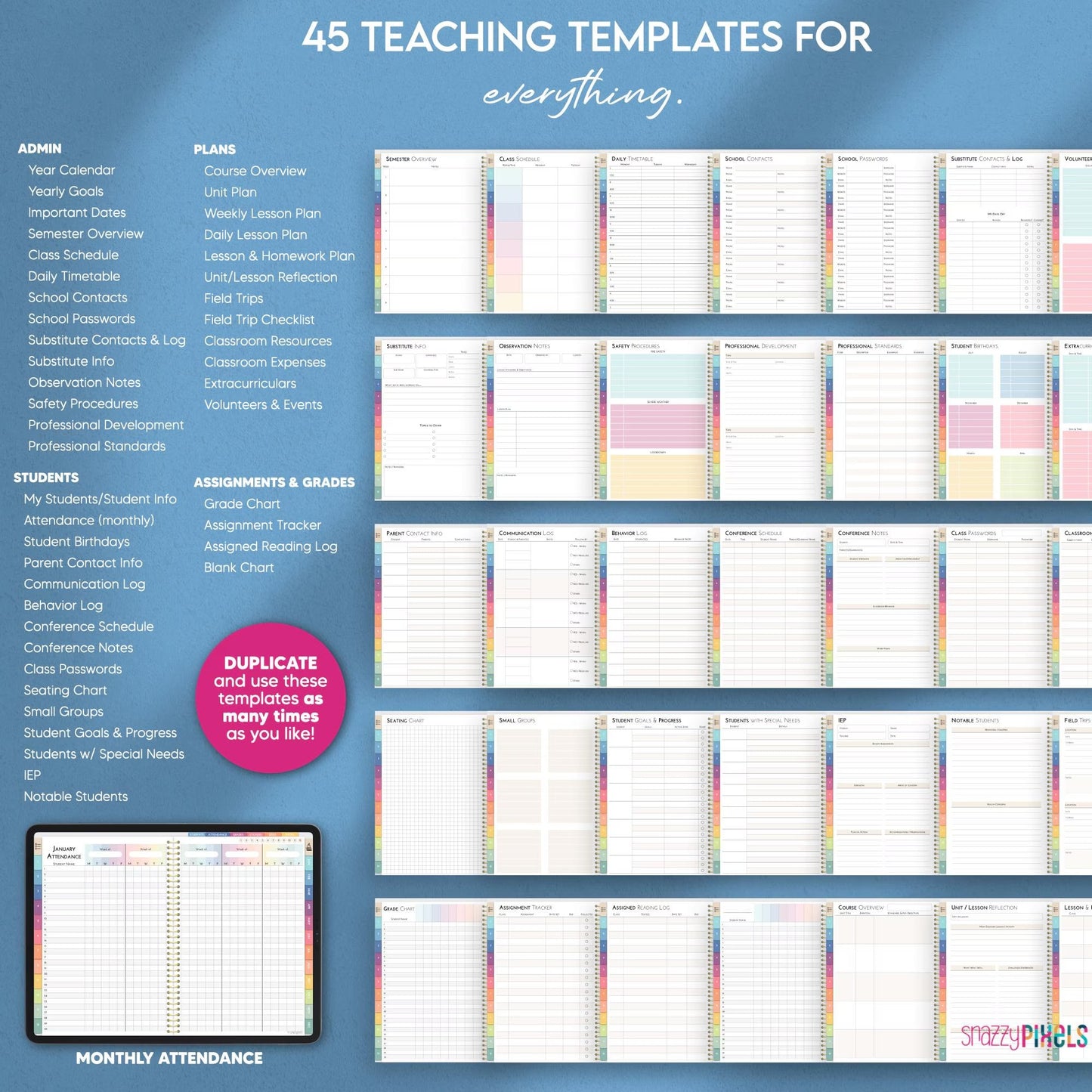 Digital Teacher Planner 2025 UNDATED & DATED Lesson Planner, Academic Planner, for Goodnotes