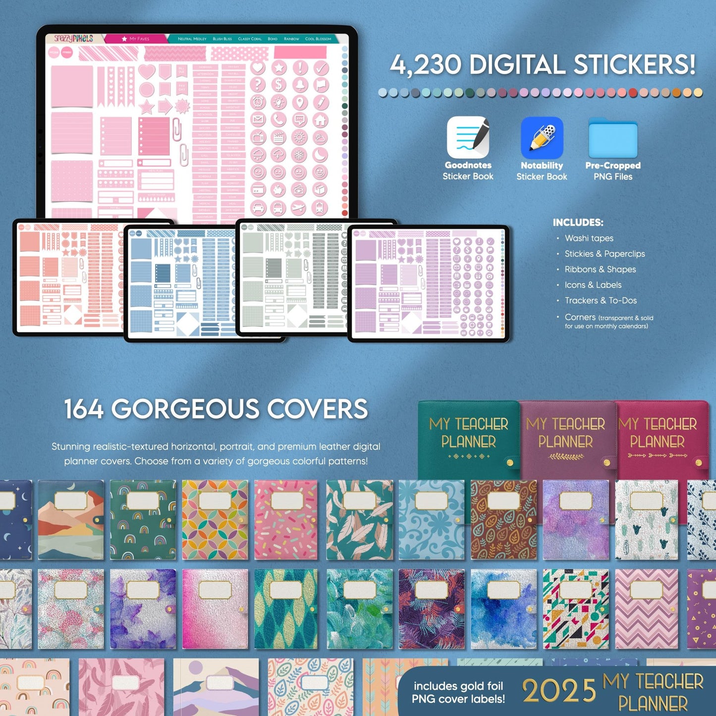 Digital Teacher Planner 2025 UNDATED & DATED Lesson Planner, Academic Planner, for Goodnotes