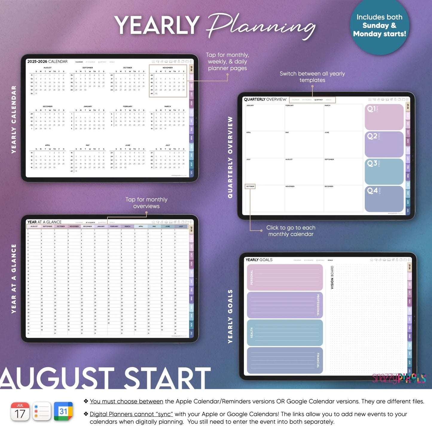 ALL-IN-ONE Digital Student Planner (Cool), 2025-2026 Academic Planner, Digital College Planner, Goodnotes