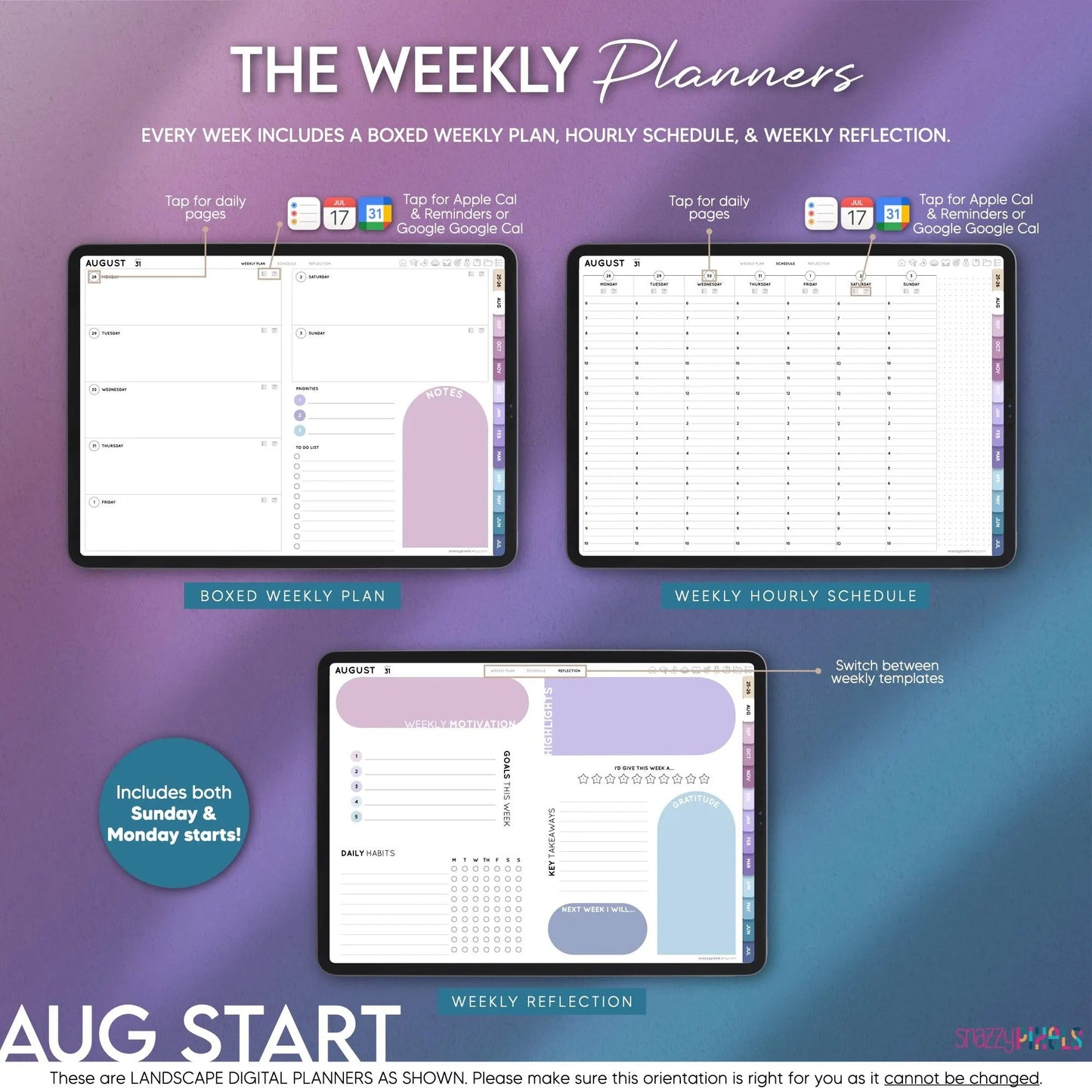 ALL-IN-ONE Digital Student Planner (Cool), 2025-2026 Academic Planner, Digital College Planner, Goodnotes