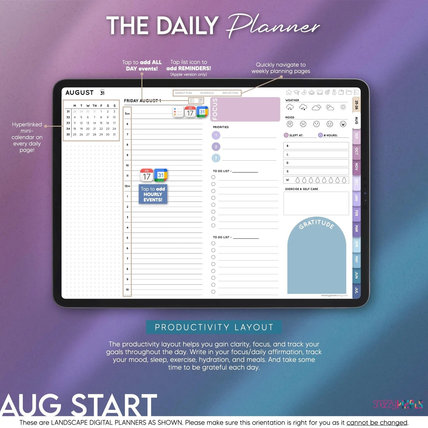 ALL-IN-ONE Digital Student Planner (Cool), 2025-2026 Academic Planner, Digital College Planner, Goodnotes