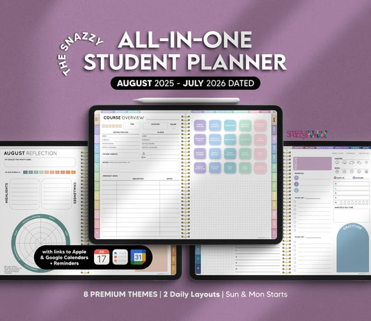 Digital Student Planner AUGUST 2025 DATED All-in-One, Digital Academic College School Planner, Digital Notes