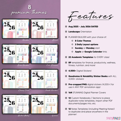 Digital Student Planner AUGUST 2025 DATED All-in-One, Digital Academic College School Planner, Digital Notes