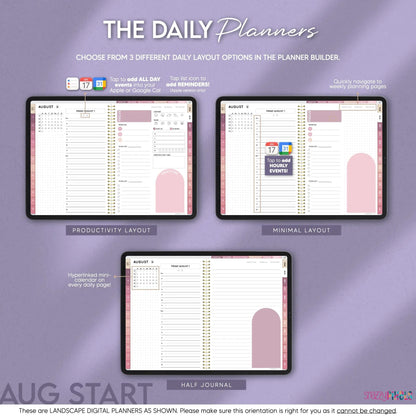 Mid Year AUGUST 2025-JULY 2026 Digital Daily Planner, All-in-One Digital Life Planner, for Goodnotes Notability