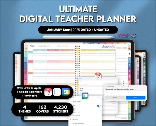 Digital Teacher Planner 2025 UNDATED & DATED Lesson Planner, Academic Planner, for Goodnotes