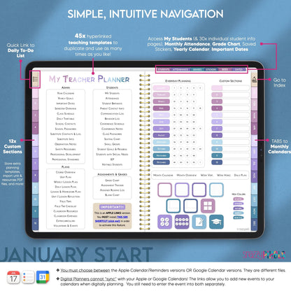 Digital Teacher Planner 2025 UNDATED & DATED Lesson Planner, Academic Planner, for Goodnotes