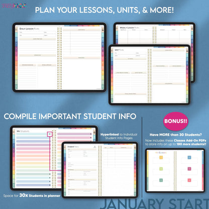 Digital Teacher Planner 2025 UNDATED & DATED Lesson Planner, Academic Planner, for Goodnotes