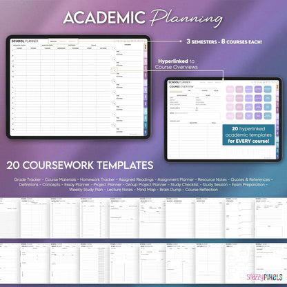 ALL-IN-ONE Digital Student Planner (Cool), 2025-2026 Academic Planner, Digital College Planner, Goodnotes