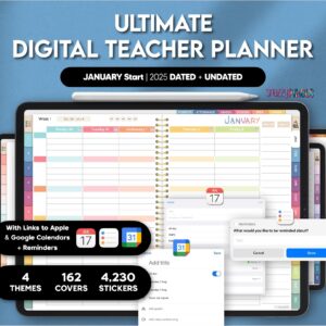 Home digital teacher planner 2025 undated & dated lesson planner, academic planner, for goodnotes